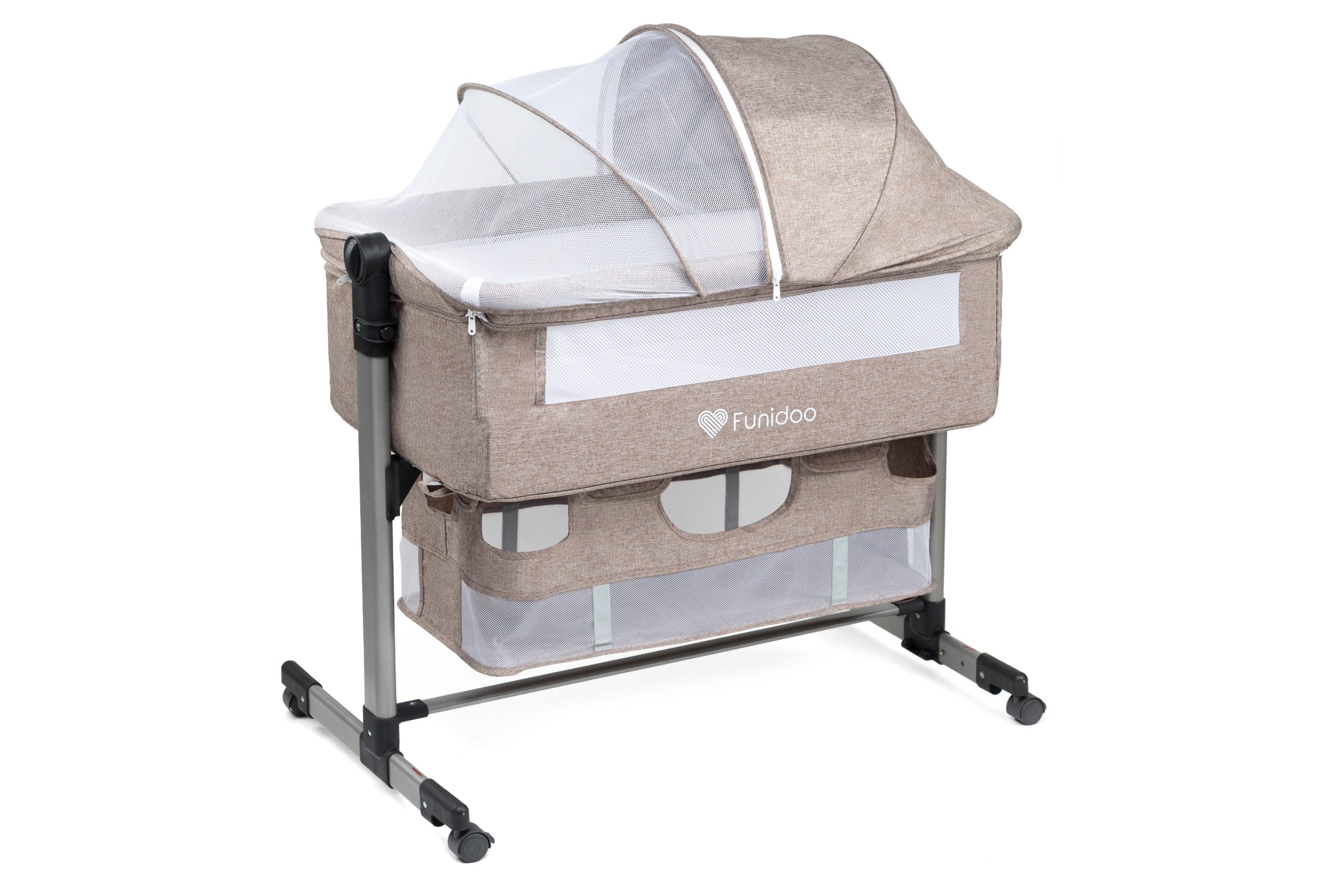 Łóżeczko dostawne z funkcją kołyski Funidoo SNUG HUG kolor beżowy - obrazek 2