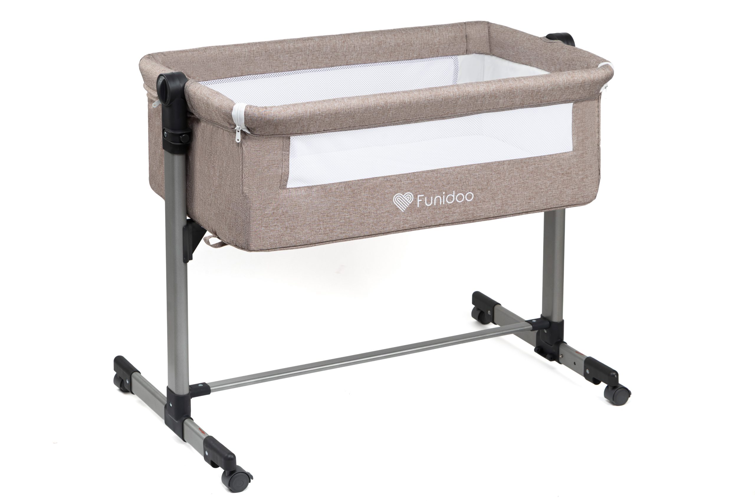 Łóżeczko dostawne z funkcją kołyski Funidoo SNUG HUG kolor beżowy - obrazek 3