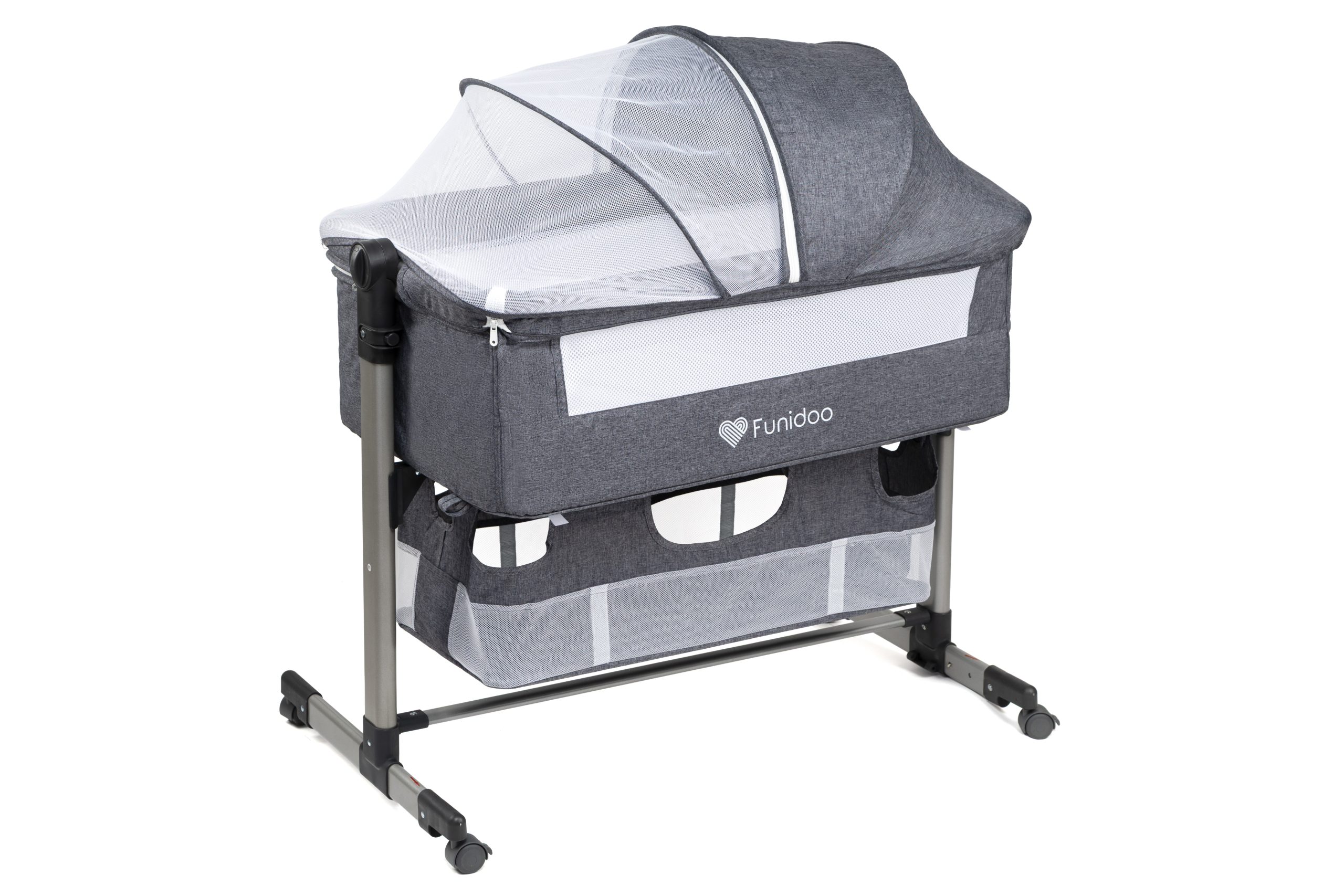 Łóżeczko dostawne z funkcją kołyski Funidoo SNUG HUG kolor szary - obrazek 2