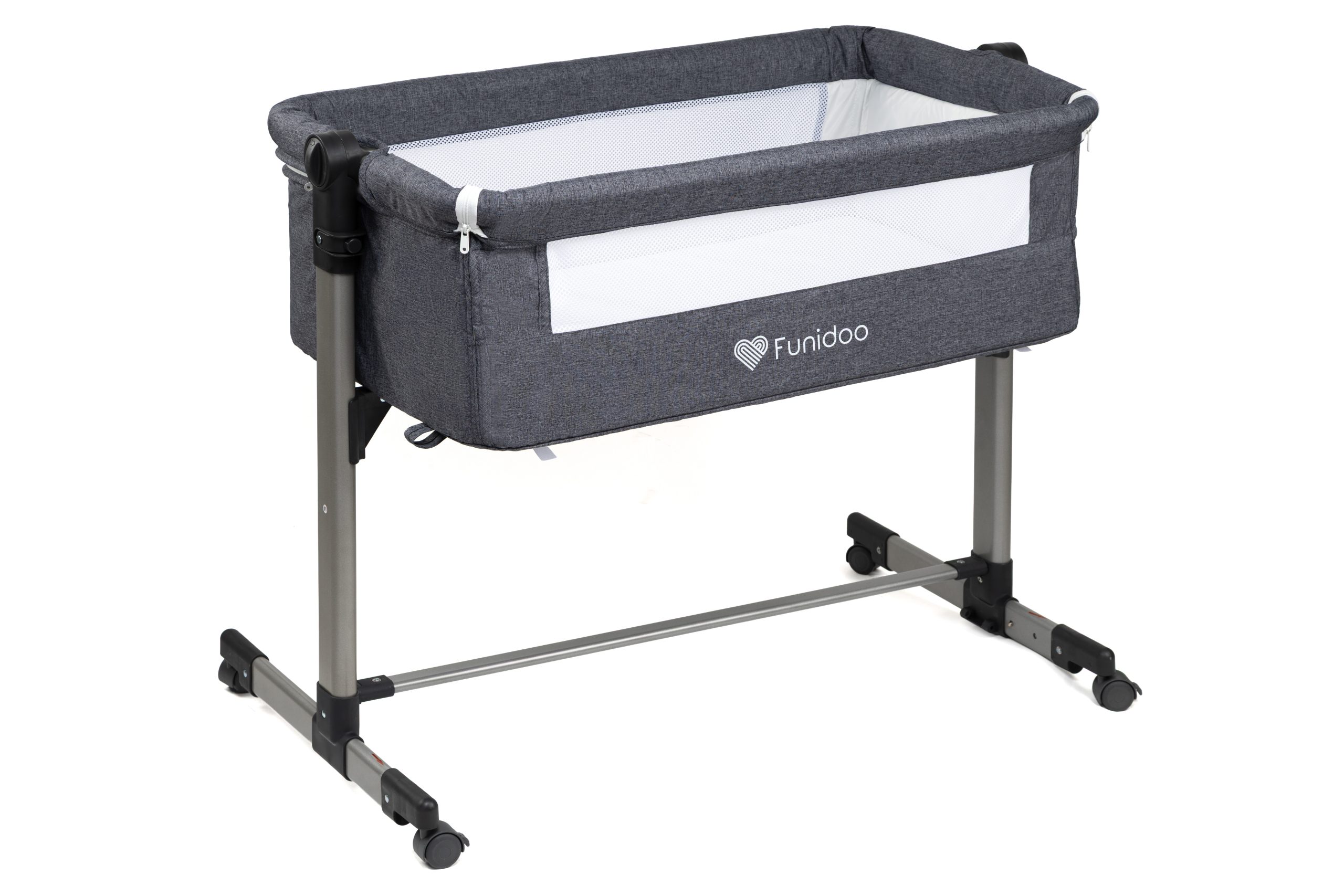 Łóżeczko dostawne z funkcją kołyski Funidoo SNUG HUG kolor szary