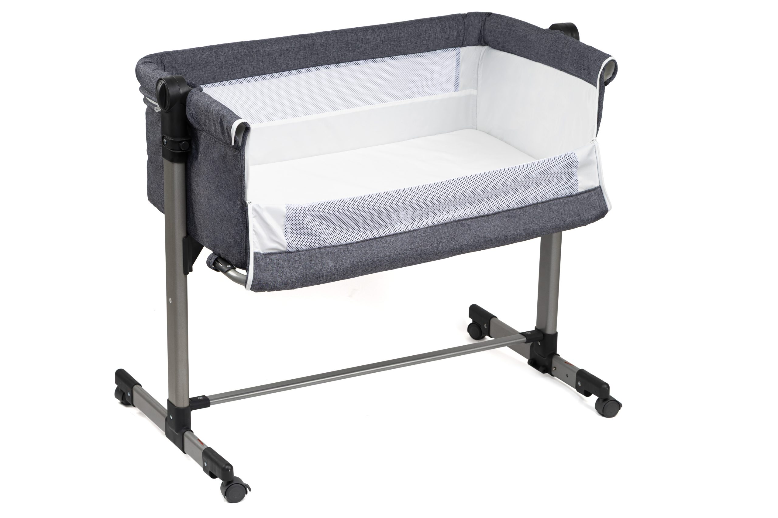 Łóżeczko dostawne z funkcją kołyski Funidoo SNUG HUG kolor szary - obrazek 4