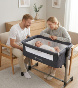 óżeczko-dostawne-z-funkcją-bujania-z-odpinanym-bokiem-kolor-szary
