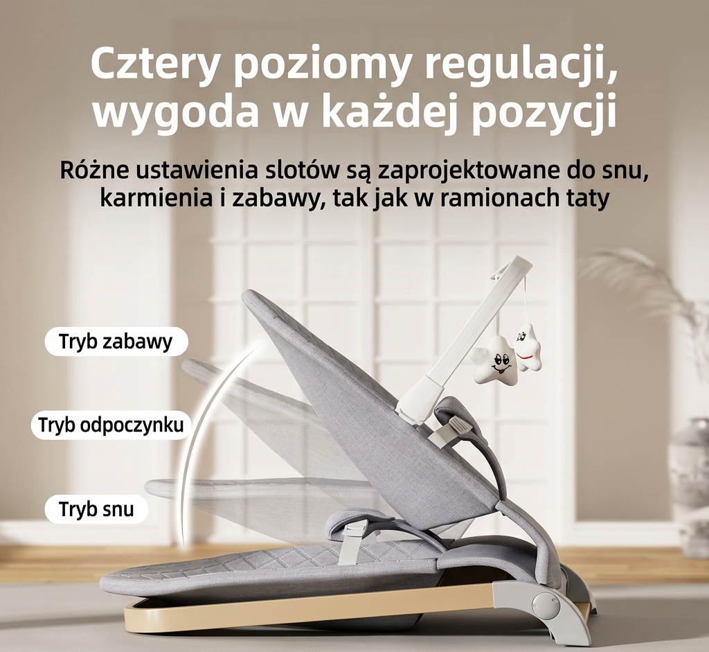 bujaczek leżaczek dla niemowlaka szary