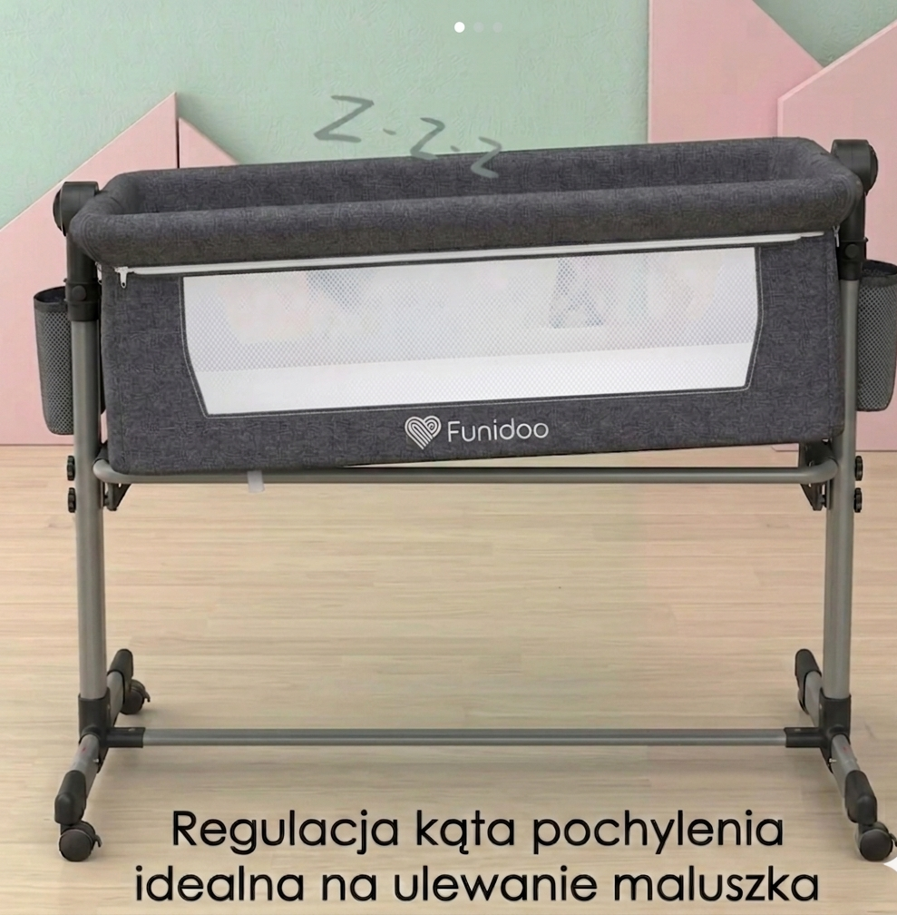 łóżeczko-dostawne-z-funkcją-bujania-z-odpinanym-bokiem-kolor-szary