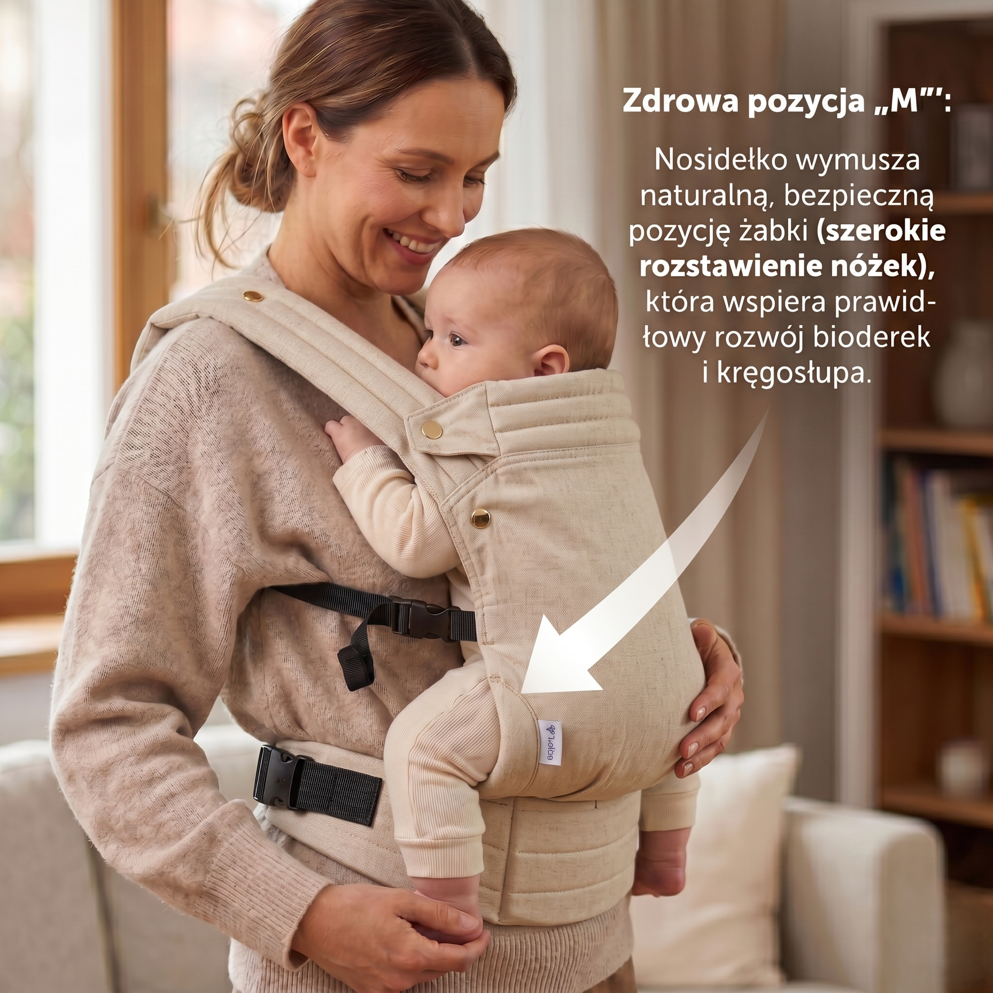 Nosidełko ergonomiczne dla dziecka kolor beżowy