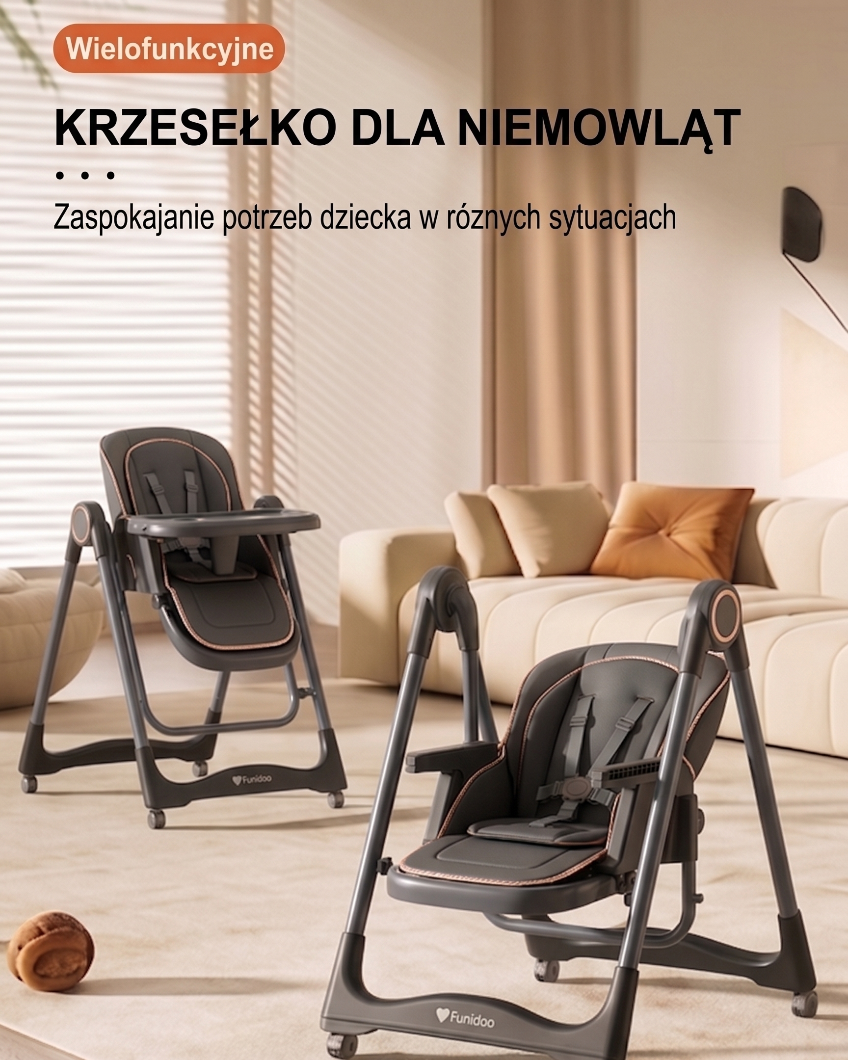 Krzesełko-do-karmienia-z-funkcją-bujania-regulowane-pasy-bezpieczeństwa