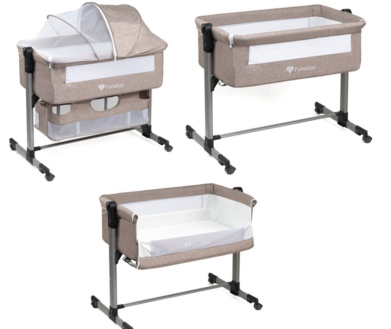 Łóżeczko dostawne z funkcją kołyski Funidoo SNUG HUG kolor beżowy